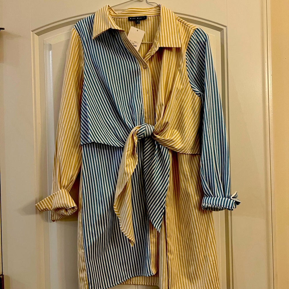 BLUE BLUSH | Striped Dress | Medium
